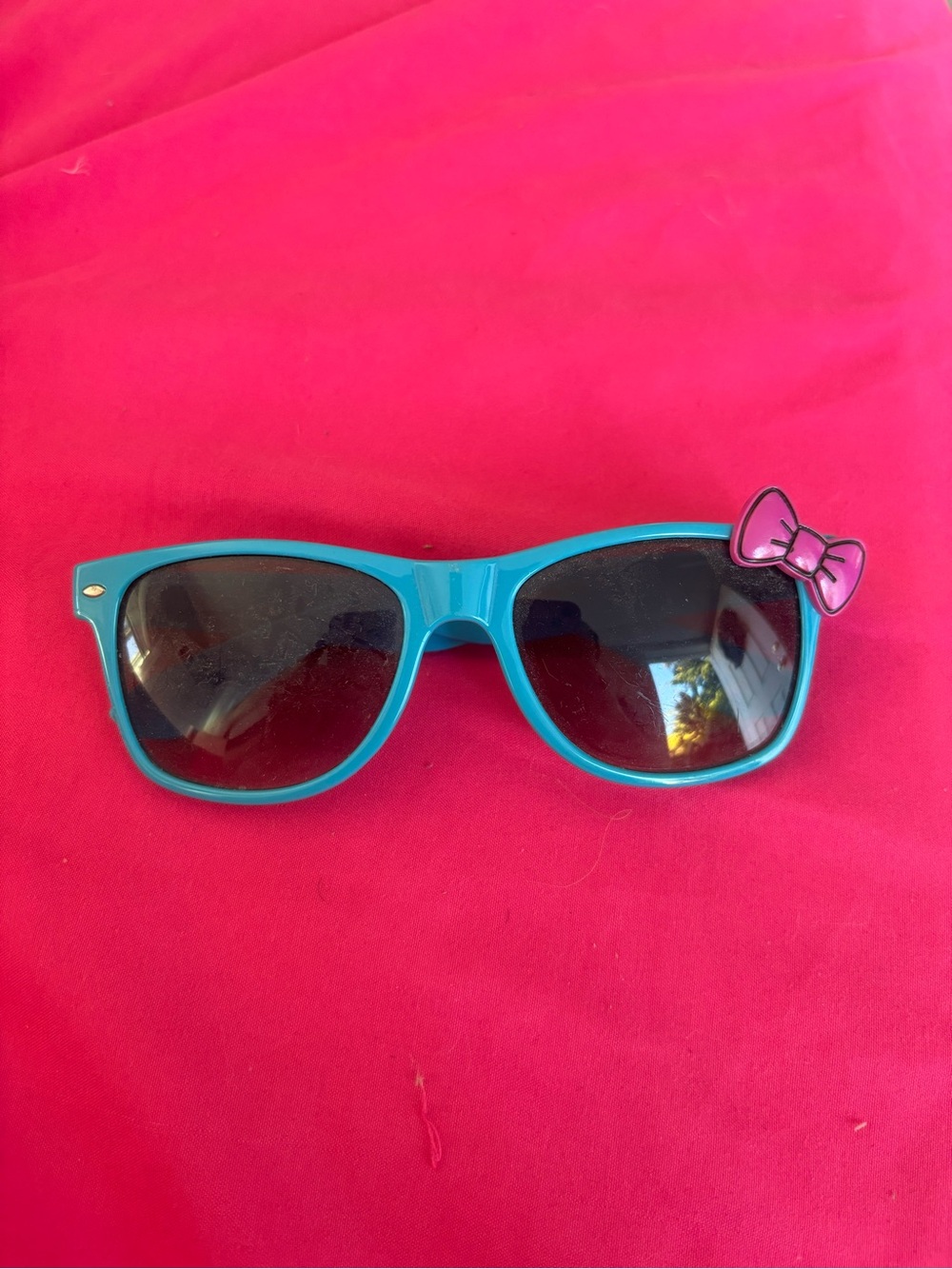 Kids Blue Sunglasses with Pink Bow - Cute Sun Protection